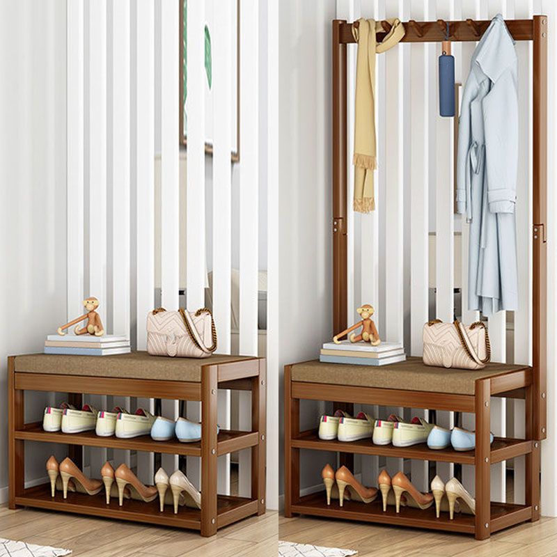 Modern Style Coat Rack Plain Solid Wood Free Standing Coat Hooks Design with Shoes Storage Clearhalo 'Entry & Mudroom Furniture' 'furn' 'furn_hall_tree_coat_racks' 'Furniture' 'Hall Trees & Coat Racks' 'hall_tree_coat_racks' 1200x1200_f5da31d4-abda-4a85-b58e-40eb1175cf97