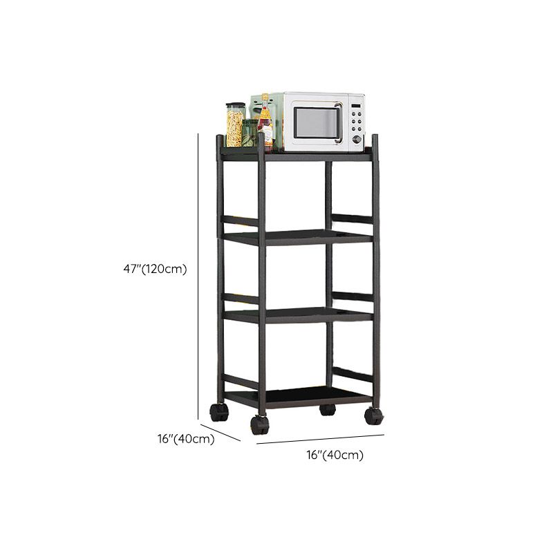 モダンなダイニングルーム準備テーブルロッキングホイール付きブラックキッチントロリー