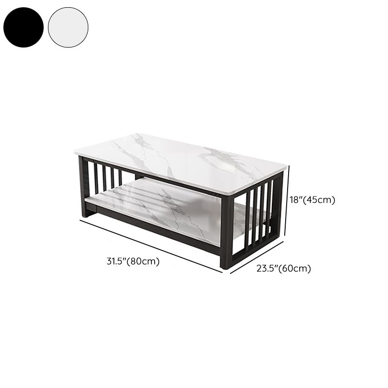 Slate 4 Legs Coffee Table Rectangle Single Coffee Table with Shelf Clearhalo 'Coffee & Accent Tables' 'Coffee Tables' 'coffee_tables' 'furn' 'furn_coffee_tables' 'Furniture' 'Living Room Furniture' 1200x1200_f5dcc6b4-39eb-40f3-8cee-45c824ff8ee1
