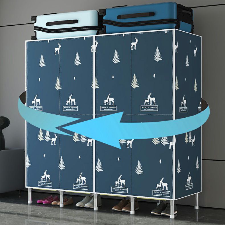 Hinged Steel Wardrobe Armoire Contemporary Wardrobe Closet with Legs Clearhalo 'Armoires & Wardrobes' 'armoires_wardrobes' 'Bedroom Furniture' 'furn' 'furn_armoires_wardrobes' 'Furniture' 1200x1200_f5e02963-4bf7-4454-a124-e2ee000cfa26