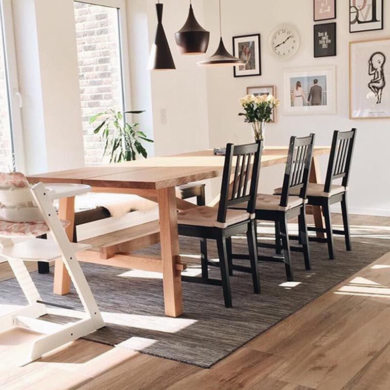 Rechteckige Trestle Basis Esstisch moderne massive Holz natürliche Möbel für das Restaurant