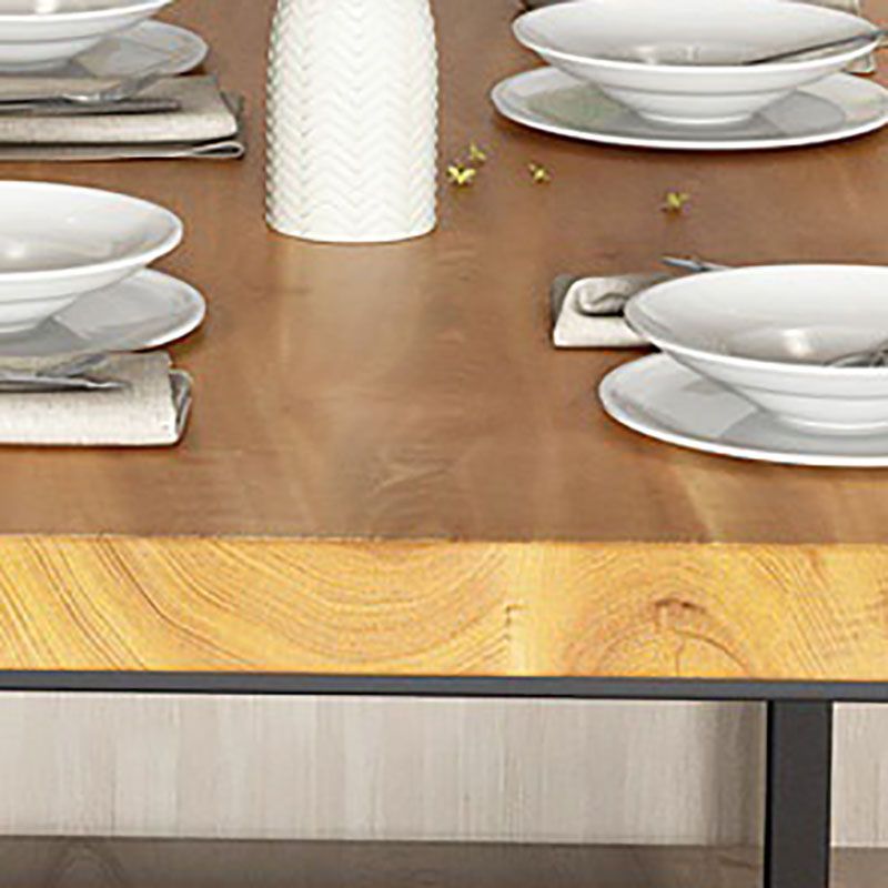 Pine Wood Top Dining Table Industrial Rectangle Table with Trestle Base in Black Clearhalo 'Dining Tables & Seating' 'Dining Tables' 'dining_table' 'furn' 'furn_dining_table' 'Furniture' 'furniture_dining_table' 'Kitchen & Dining Furniture' 'kitchen' 'kitchen_dining_table' 1200x1200_f5e14c85-c240-4a3c-b2d2-2d339abd1f81