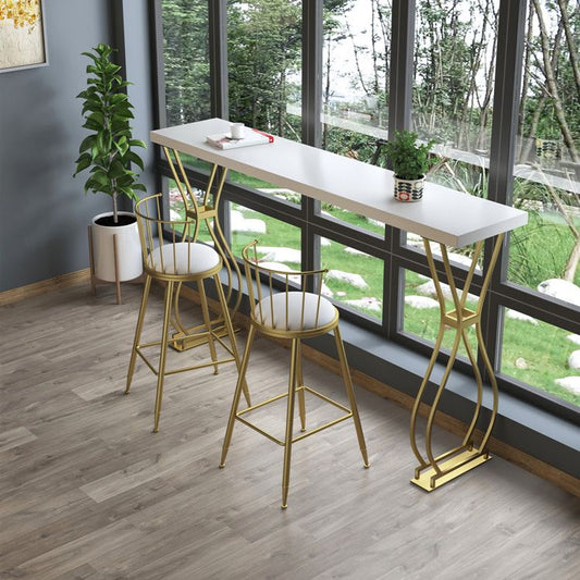 Metal Dining Stools Scandinavian Armless Bar Stools with Footrest