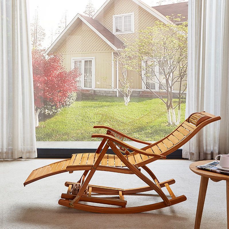Chaise à bascule moderne Bamboo Rocker avec coussins amovibles