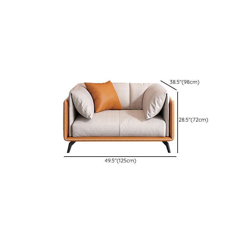 Contemporary Faux Leather Sofa with Tuxedo Arm in Orange and White Clearhalo 'furn' 'furn_sofas' 'Furniture' 'Living Room Furniture' 'Sofa' 'sofas' 1200x1200_f5e38d8f-f837-4b03-b68d-19868e5629fb