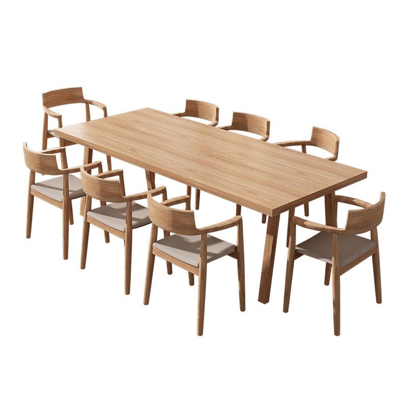 Mesa de comedor de madera de pino Tope rectángulo de madera sólida con 4 patas