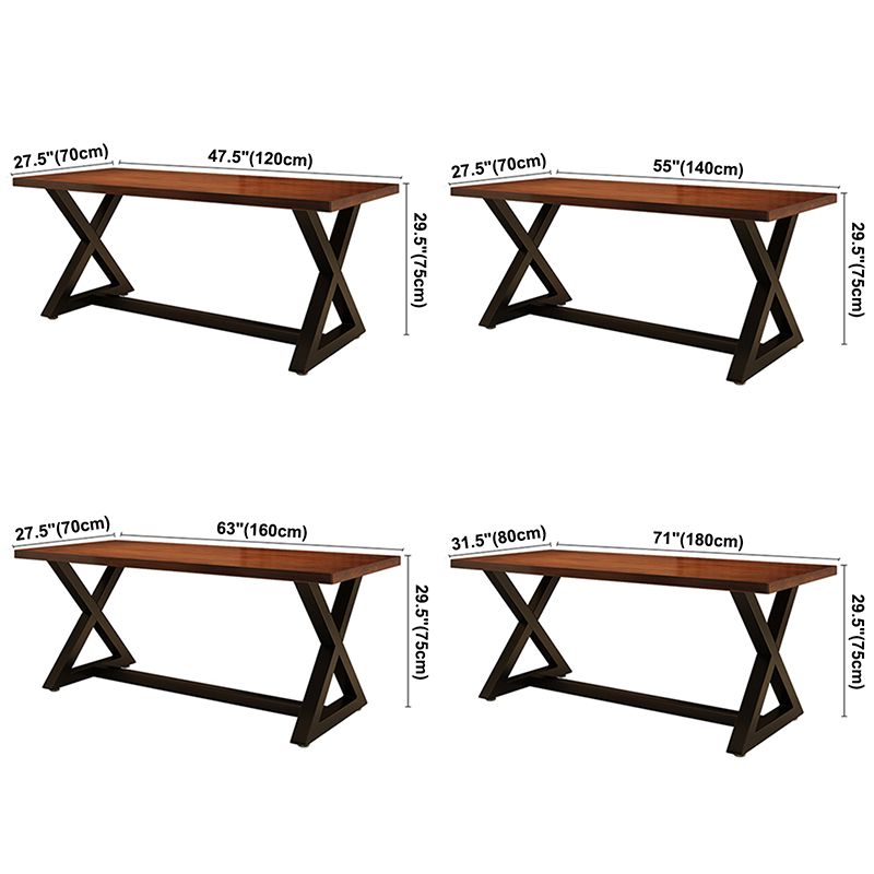 Industrial Rectangle Dining Room Table Pine Solid Wood Table with Black Trestle Base Clearhalo ' dining_table' 'Dining Tables & Seating' 'Dining Tables' 'furn' 'furn_dining_table' 'Furniture' 'furniture_dining_table' 'Kitchen & Dining Furniture' 'kitchen&dining_furn' 'kitchen' 'kitchen_dining_table' 1200x1200_f5e50829-df9d-4b15-9941-c06e3e8ac851