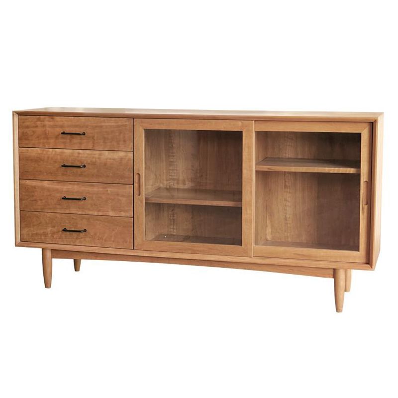 Wooden Storage Sideboard Modern Home Sideboard with Drawers and Sliding Door Clearhalo 'buffet_sideboard' 'Buffets & Sideboards' 'furn' 'furn_buffet_sideboard' 'Furniture' 'Kitchen & Dining Furniture' 1200x1200_f5e59ee9-7615-4fb3-bfe7-5413ca68271d