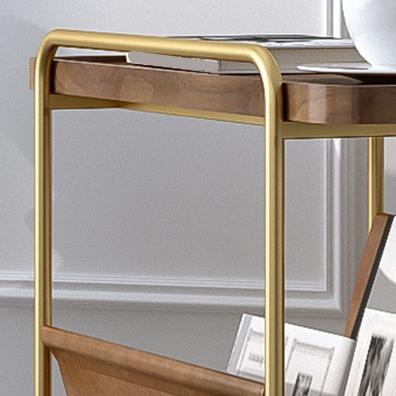 Rectangle Wood Top Side Table Iron Frame End Table with Magazine Holder Clearhalo 'Coffee & Accent Tables' 'End & Side Tables' 'end_side_tables' 'furn' 'furn_end_side_tables' 'Furniture' 'Living Room Furniture' 1200x1200_f5e64120-5d36-4715-ae37-e14627a9bb27