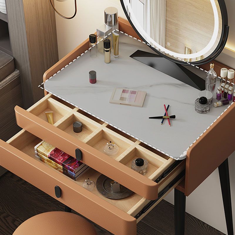 Luxe ijdelheid 2 opbergladen met gewatteerde stenen stenen top dressoir