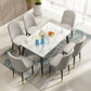 Mesa de comedor rectangular de vidrio de estilo moderno con 4 pies
