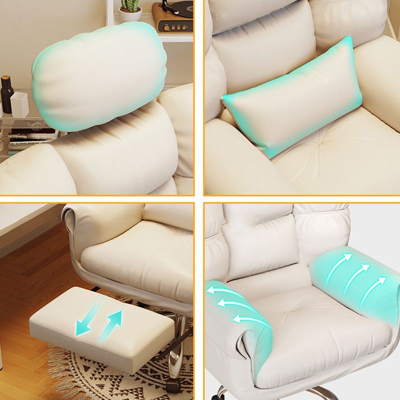 Chaise de bureau en cuir moderne Chaise de tâche pivotante sans roues avec roues