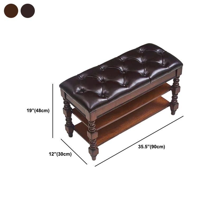 Rectangle 18.9"H Brown Entryway Bench Traditional Upholstered Seating Bench with Storage Clearhalo 'Benches' 'Chairs & Seating' 'furn' 'furn_benches' 'Furniture' 'Living Room Furniture' 1200x1200_f5e83a6d-1d72-4e2e-a230-715499a813fb