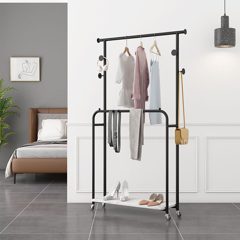 Glam Entryway Kit 2 Hanging Rails Lower Shelf and Hooks Coat Hanger Clearhalo 'Entry & Mudroom Furniture' 'furn' 'furn_hall_tree_coat_racks' 'Furniture' 'Hall Trees & Coat Racks' 'hall_tree_coat_racks' 1200x1200_f5e86f84-db4d-4683-9ed4-79160b7a39f2