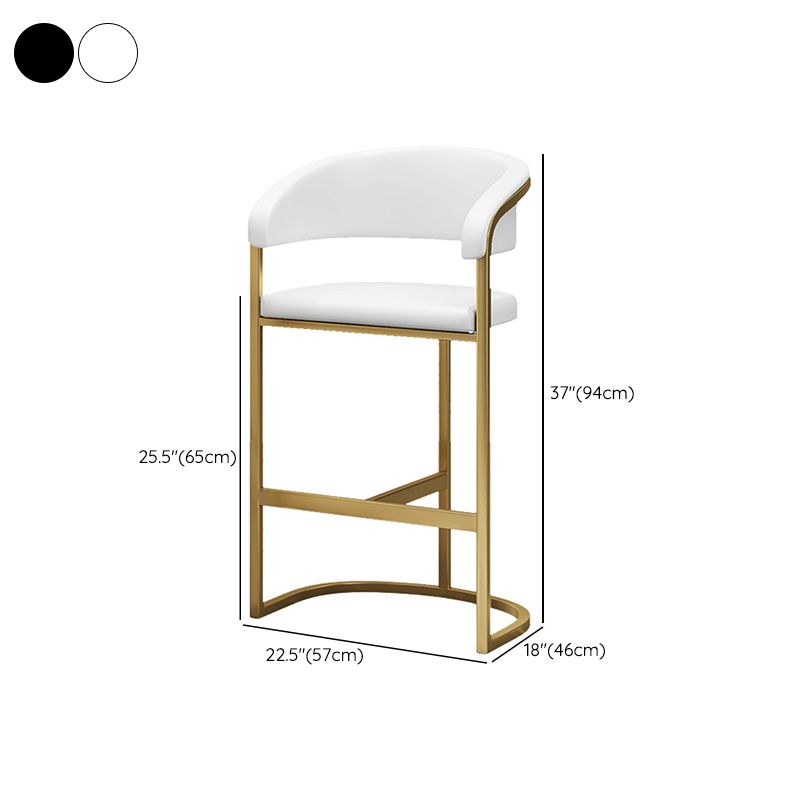 Glam Armrest Backrest Counter Stool Iron Bar Stool with Leather Cushion and Pedal Clearhalo 'Bar Furniture' 'Bar Stools' 'bar_stools' 'furn' 'furn_bar_stools' 'Furniture' 'Kitchen & Dining Furniture' 1200x1200_f5eaeaa7-bd9d-4dea-9f0b-b337a91d0267