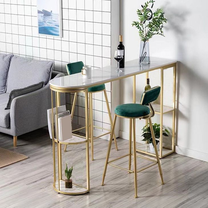 Specialty Stone Top Bar Table Polished Finished Glam Pub Table with Storage Clearhalo 'Bar Furniture' 'Bar Tables' 'bar_tables' 'furn' 'furn_bar_tables' 'Furniture' 'Kitchen & Dining Furniture' 1200x1200_f5ecd265-71c5-44ed-9958-5323cbdfde74