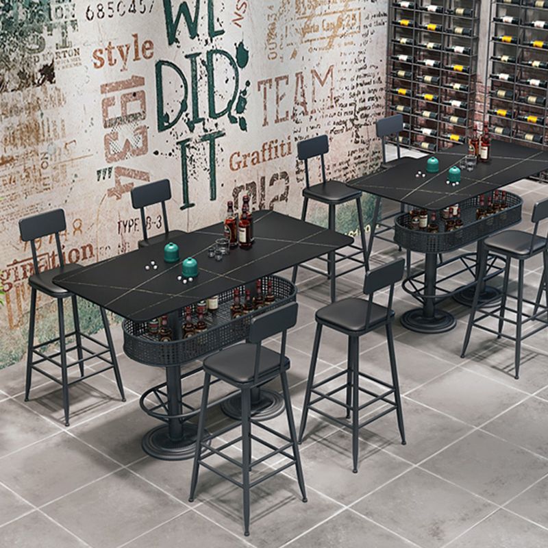 Ensemble de Table de Pub en pierre frittée contemporaine, Table de comptoir fixe, 1/2/3/5 pièces