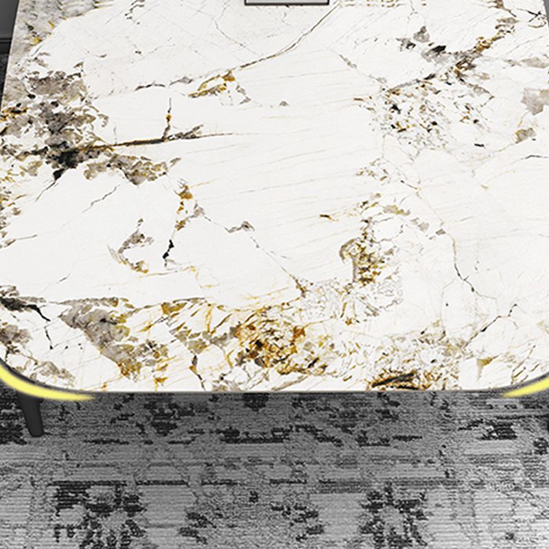 Glam Sintered Stone Dining Table Pedestal Base Casual Dining Table for Dining Room
