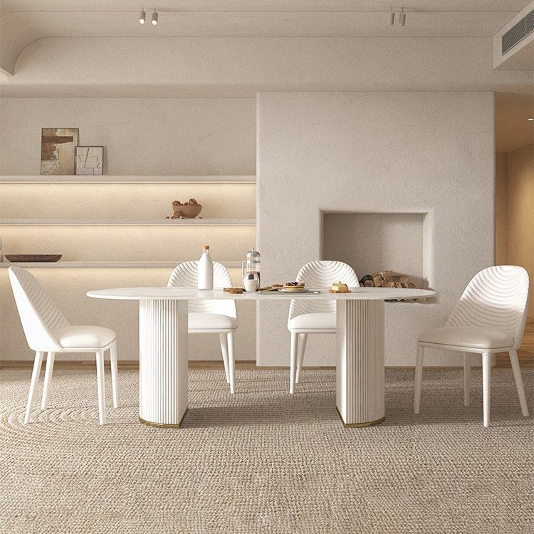 Mesa de comedor de lujo tradicional mesa de comedor ovalado con pedestal doble