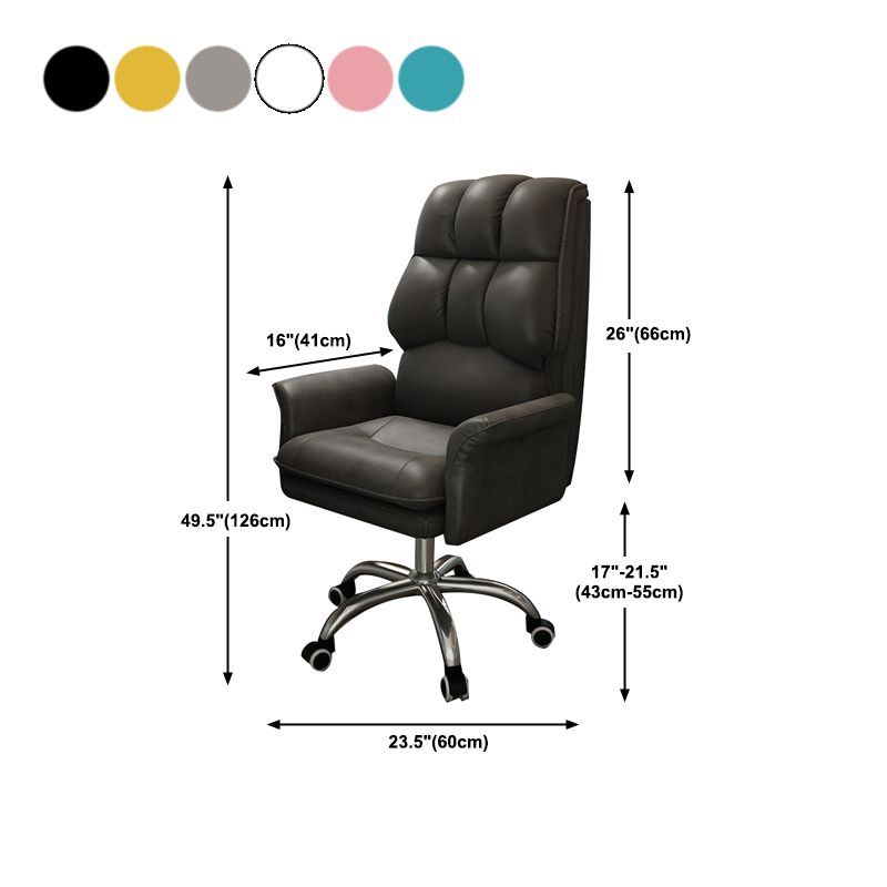 Faux Leather Desk Chair Contemporary Fixed Arms Chair with Wheels Clearhalo 'furn' 'furn_office_chair' 'Furniture' 'Office Chairs' 'Office Furniture' 'office_chair' 1200x1200_f5ef4fac-9f1a-4aef-94b4-9d29d237f63b