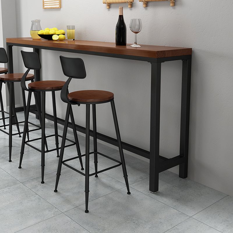 Industrial Low Back Counter & Bar Stool in Black and Brown for Restaurant Clearhalo 'Bar Furniture' 'Bar Stools' 'bar_stools' 'furn' 'furn_bar_stools' 'Furniture' 'Kitchen & Dining Furniture' 1200x1200_f5f1562b-34f2-4e75-a096-4de829836749