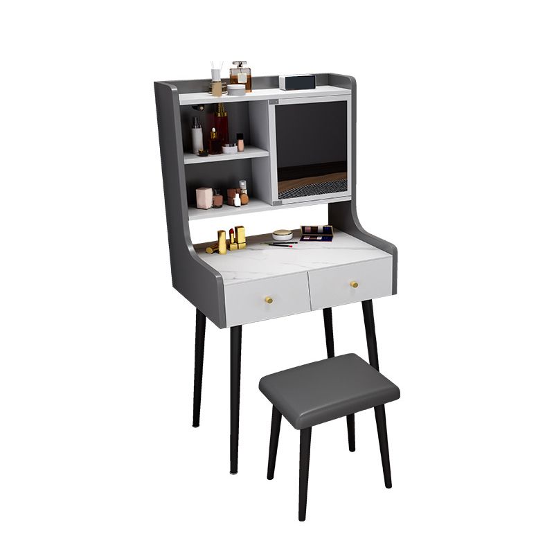 Tweedelige moderne gespiegelde ijdelheid set zwart/grijs gemanipuleerd houten dressoir