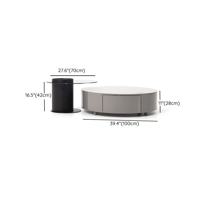 Modern Coffee Table Round Nesting Coffee Table with Storage Drawers Clearhalo 'Coffee & Accent Tables' 'Coffee Tables' 'coffee_tables' 'furn' 'furn_coffee_tables' 'Furniture' 'Living Room Furniture' 1200x1200_f5f3dc47-f259-4005-a56d-ea3298131364
