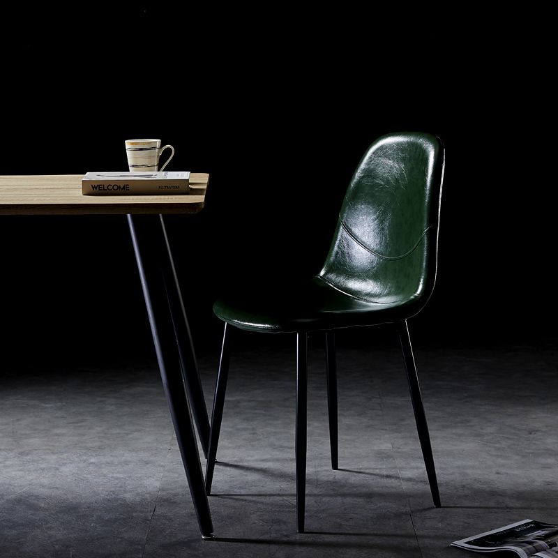 PU Leather Armless Dining Chairs Solid Back Dining Side Chair with Metal Legs Clearhalo ' kitchen&dining_furn' 'Dining Chairs' 'Dining Tables & Seating' 'dining_chair' 'furn' 'furn_dining_chair' 'Furniture' 'furniture_dining_chair' 'Kitchen & Dining Furniture' 'kitchen' 1200x1200_f5f41a30-66d6-4d7d-9523-f0c28d116a61