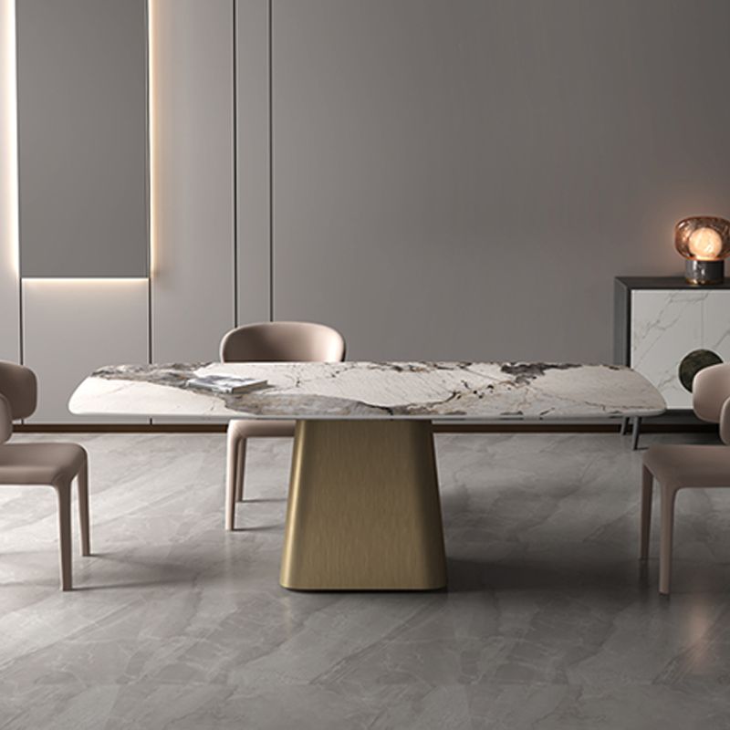 Industrial Sintered Stone Dining Table Rectangle Table with Metal Base Clearhalo 'Dining Tables & Seating' 'Dining Tables' 'dining_table' 'furn' 'furn_dining_table' 'Furniture' 'Kitchen & Dining Furniture' 1200x1200_f5f4cedf-194f-4bb8-990b-3a1fd451845e