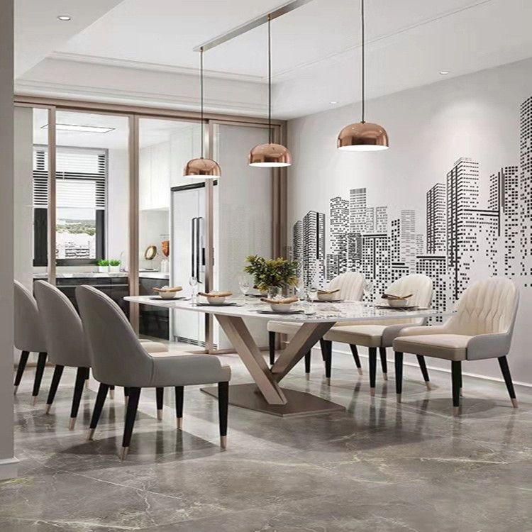 Stone White Top Dining Table Traditional Luxury Table with Pedestal Base Clearhalo 'Dining Tables & Seating' 'Dining Tables' 'dining_table' 'furn' 'furn_dining_table' 'Furniture' 'furniture_dining_table' 'Kitchen & Dining Furniture' 'kitchen' 'kitchen_dining_table' 1200x1200_f5f72c62-5b51-44af-bfa2-073025fb98a7