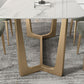 Contemporary Rectangle Dining Room Table White Sintered Stone Table with Gold Trestle Base Clearhalo ' dining_table' 'Dining Tables & Seating' 'Dining Tables' 'furn' 'furn_dining_table' 'Furniture' 'furniture_dining_table' 'Kitchen & Dining Furniture' 'kitchen&dining_furn' 'kitchen' 'kitchen_dining_table' 1200x1200_f5f8eea3-775d-4d65-85a0-1c09557d33a2