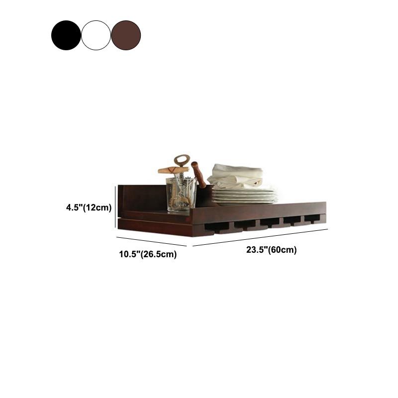 壁に取り付けられた木製ワインのボトル＆ガラスラックミッドセンチュリーモダンワインホルダー