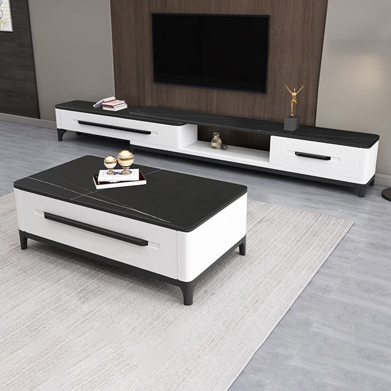 2 Drawers TV Console Modern Stone Media Console with Splayed Wooden Legs Clearhalo 'furn' 'furn_tv_stands_entertainment_centers' 'Furniture' 'Living Room Furniture' 'TV Stands & Entertainment Centers' 'TV Stands & Media Storage Furniture' 'tv_stands_entertainment_centers' 1200x1200_f5f9fb99-f4ef-4e83-95ea-67720a823036