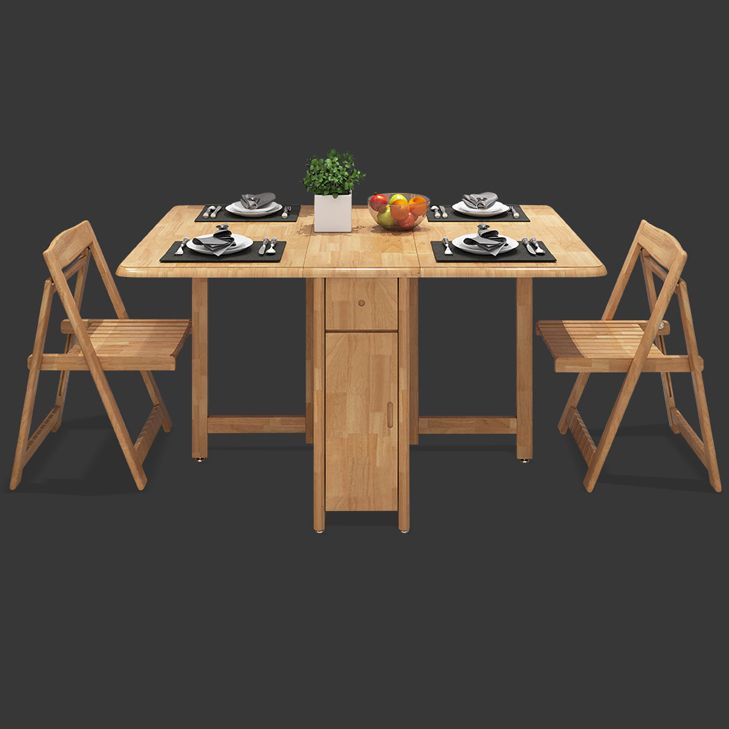 51'' Foldable Rubber Wood Table Medieval Modern Rectangle Table with Storage (only table) Clearhalo ' dining_table' 'Dining Tables & Seating' 'Dining Tables' 'furn' 'furn_dining_table' 'Furniture' 'furniture_dining_table' 'Kitchen & Dining Furniture' 'kitchen&dining_furn' 'kitchen' 'kitchen_dining_table' 1200x1200_f5fbc9d3-b13b-4e93-b072-5f13944de732