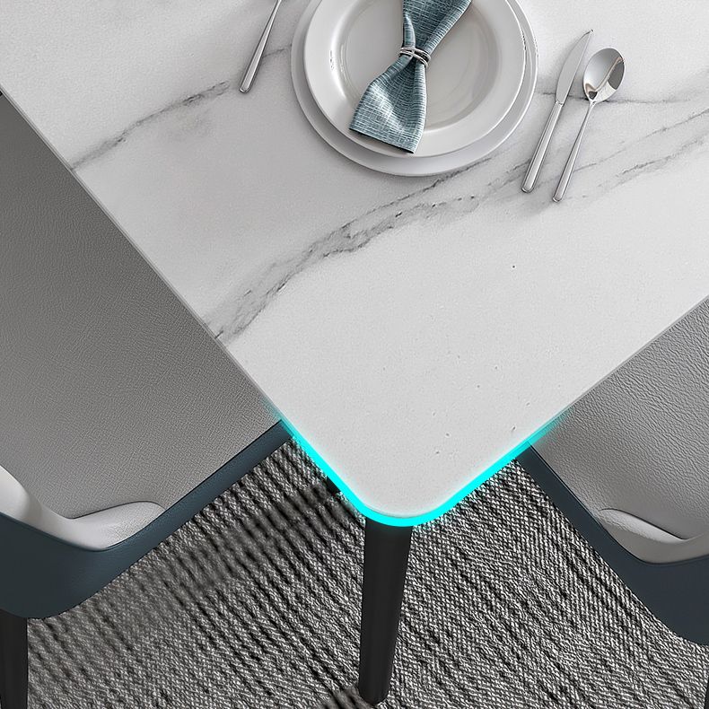 Minimalist White Standard Dining Set Sintered Stone Rectangle Dining Set with 4 Legs Base Clearhalo 'Dining Room Sets' 'Dining Tables & Seating' 'dining_room_set' 'furn' 'furn_dining_room_set' 'Furniture' 'furniture_dining_room_set' 'Kitchen & Dining Furniture' 'kitchen&dining_furn' 'kitchen' 1200x1200_f5fca48f-6945-4c1d-9ea8-9fd4845e10c0