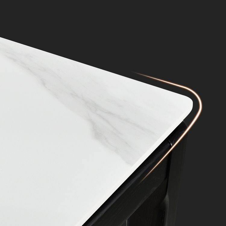 Rectangle Retro Modern Dining Table 4 Legs White Fixed Table of Sintered Stone Clearhalo 'Dining Tables & Seating' 'Dining Tables' 'dining_table' 'furn' 'furn_dining_table' 'Furniture' 'Kitchen & Dining Furniture' 1200x1200_f6016c56-39d7-4f1f-bf06-20916dbd7cd6