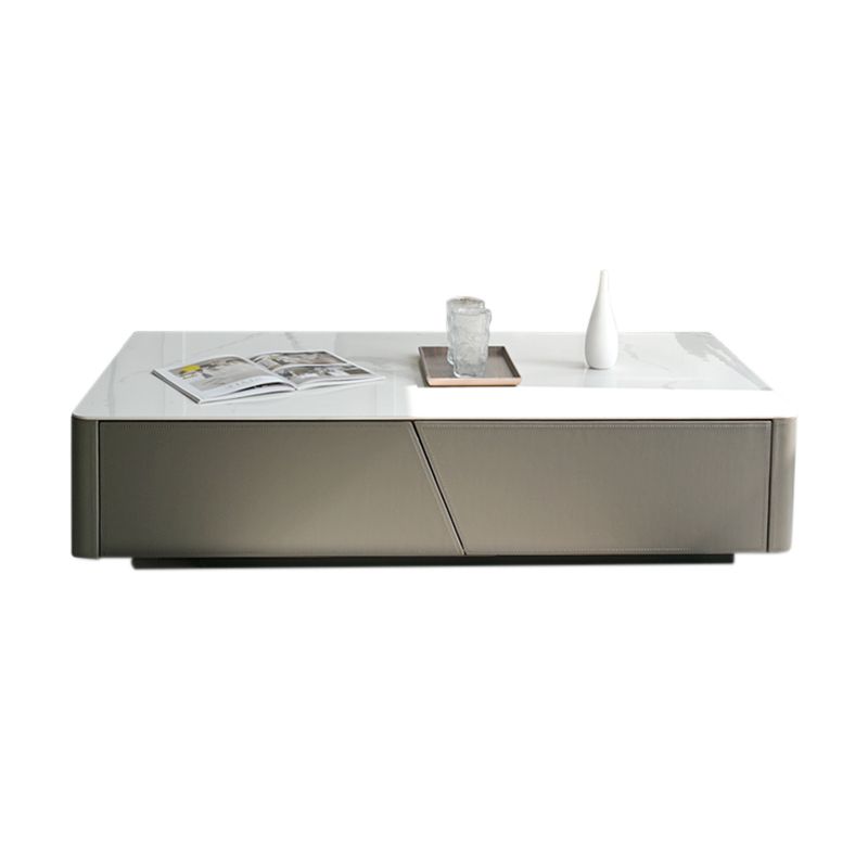 Minimalism Slate Rectangular Coffee Table White Coffee Table Set with Drawer Clearhalo 'Coffee & Accent Tables' 'Coffee Tables' 'coffee_tables' 'furn' 'furn_coffee_tables' 'Furniture' 'Living Room Furniture' 1200x1200_f605a22b-56c2-4ea2-a29c-a2c65caa985f