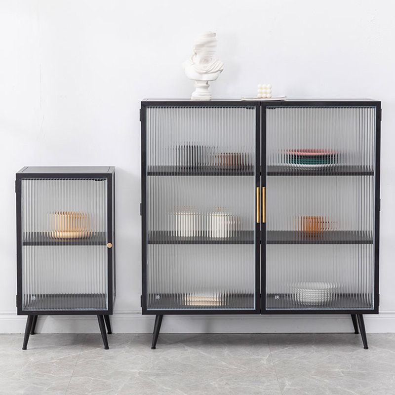 Armoire à plate-forme en métal moderne Batteur de rangement à la maison avec porte en verre