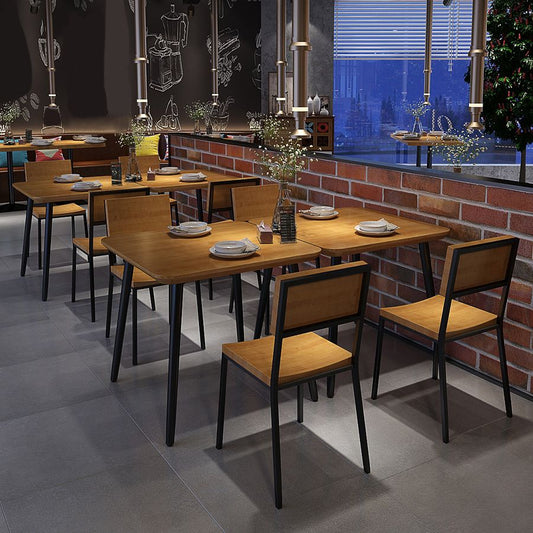 Mesa de comedor de madera sólida para mesa industrial de restaurantes con 4 patas