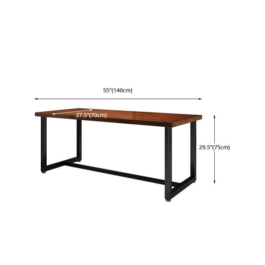Rectangle Industrial Brown Dining Table Solid Wood and Metal Trestle Base Dining Table Clearhalo 'Dining Tables & Seating' 'Dining Tables' 'dining_table' 'furn' 'furn_dining_table' 'Furniture' 'Kitchen & Dining Furniture' 1200x1200_f607469f-0478-43d3-9b6b-f8fed5bb78b4