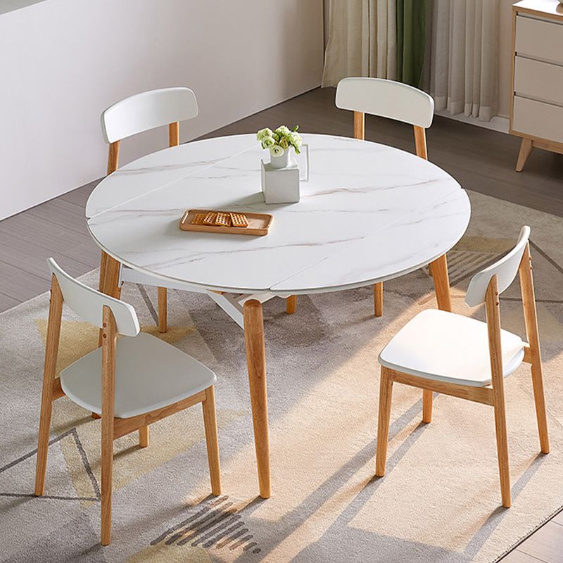 7 stuks moderne stijl witte top massief houtbasis dinerset voor thuis