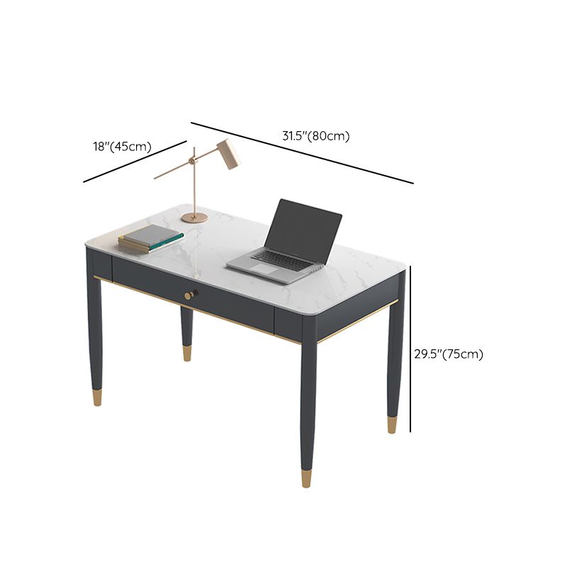 White and Black Writing Desk Rectangular Shaped Office Desk with 1/2 Drawers Clearhalo 'furn' 'furn_office_desk' 'Furniture' 'Office Desks' 'Office Furniture' 'office_desk' 1200x1200_f608a9e7-fa02-48b7-9e73-980133083878