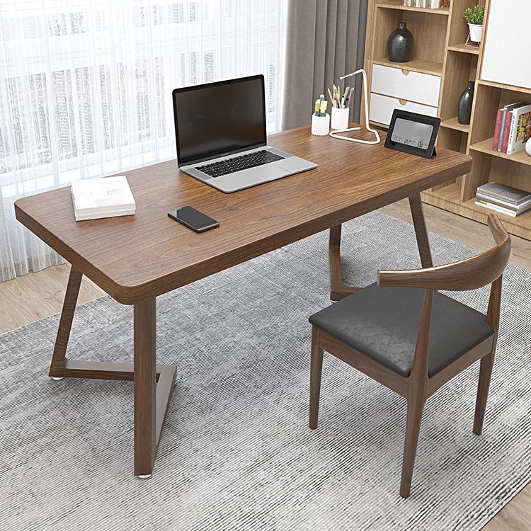Modern Style Home Office Desk Curved Solid Wood Sled Writing Desk Clearhalo 'furn' 'furn_office_desk' 'Furniture' 'Office Desks' 'Office Furniture' 'office_desk' 1200x1200_f609bd56-1131-4300-ab3d-f74fbd35b004