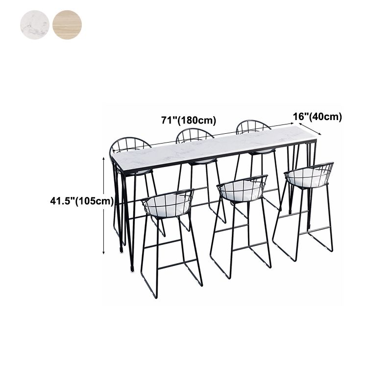 White Modern Style Rectangle Bar Table in Faux Marble and Metal Bar Table, Only Table Clearhalo 'Bar Furniture' 'Bar Tables' 'bar_tables' 'furn' 'furn_bar_tables' 'Furniture' 'furniture_bar_tables' 'Kitchen & Dining Furniture' 1200x1200_f609d2b1-dffc-47ac-b251-daba4251aaed