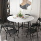 Modern Foldable Dining Table Round Wood Tabletop with Metal Legs