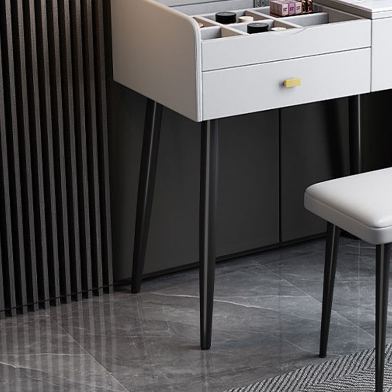 Flip Vanity in marmo singolo con sgabello imbottito Specchio a specchio da vanità