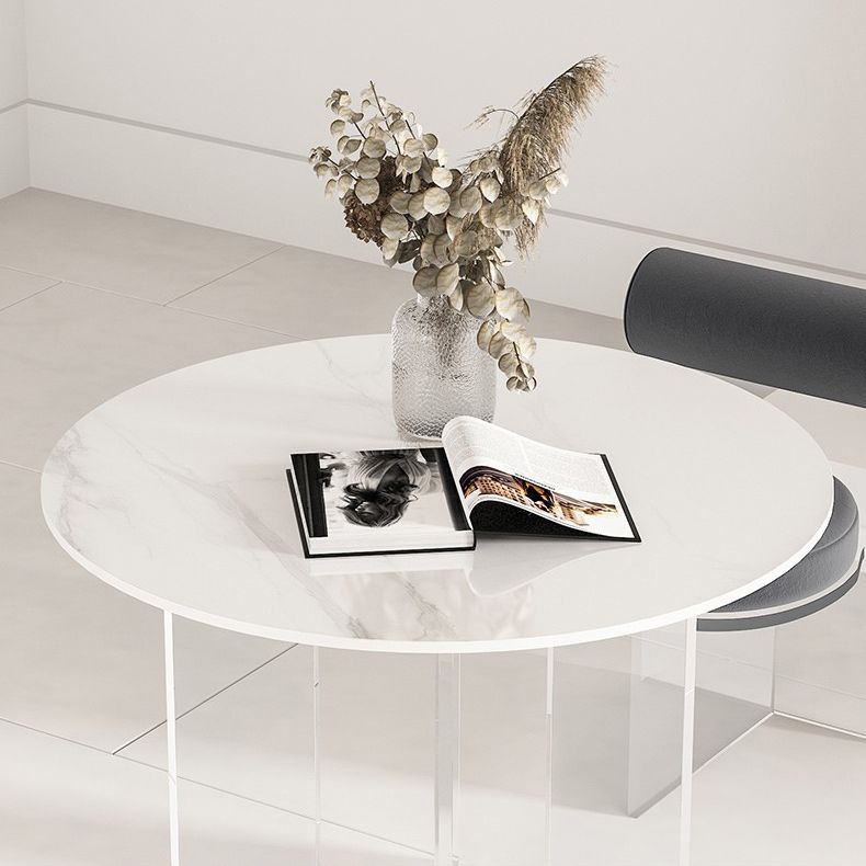 Round Transparent Base Dining Table Modern Stone Table for Kitchen
