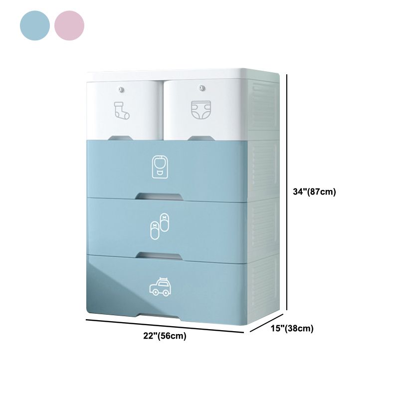 Pink and Blue Non-Hanging Armoire Modern Plastic Storage Cabinet with Drawers Clearhalo 'Armoires & Wardrobes' 'armoires_wardrobes' 'Bedroom Furniture' 'furn' 'furn_armoires_wardrobes' 'Furniture' 1200x1200_f60cb033-37ba-4011-92c3-b0bcb5115bb0