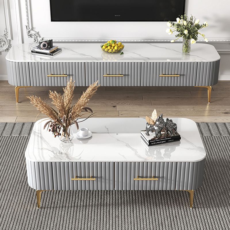 16"H Glam Coffee Table Rectangle 4 Legs Coffee Cocktail Table Clearhalo 'Coffee & Accent Tables' 'Coffee Tables' 'coffee_tables' 'furn' 'furn_coffee_tables' 'Furniture' 'Living Room Furniture' 1200x1200_f60d7794-60d9-454d-8778-972e812b2152