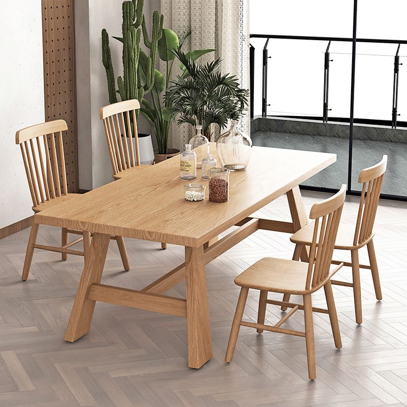 Rectangle Pine Wood Dining Table Modern Table in Nature with Wooden Trestle Base Clearhalo ' dining_table' 'Dining Tables & Seating' 'Dining Tables' 'furn' 'furn_dining_table' 'Furniture' 'furniture_dining_table' 'Kitchen & Dining Furniture' 'kitchen&dining_furn' 'kitchen' 'kitchen_dining_table' 1200x1200_f613cd9d-ca01-4c1a-9ab9-c48566b2b897